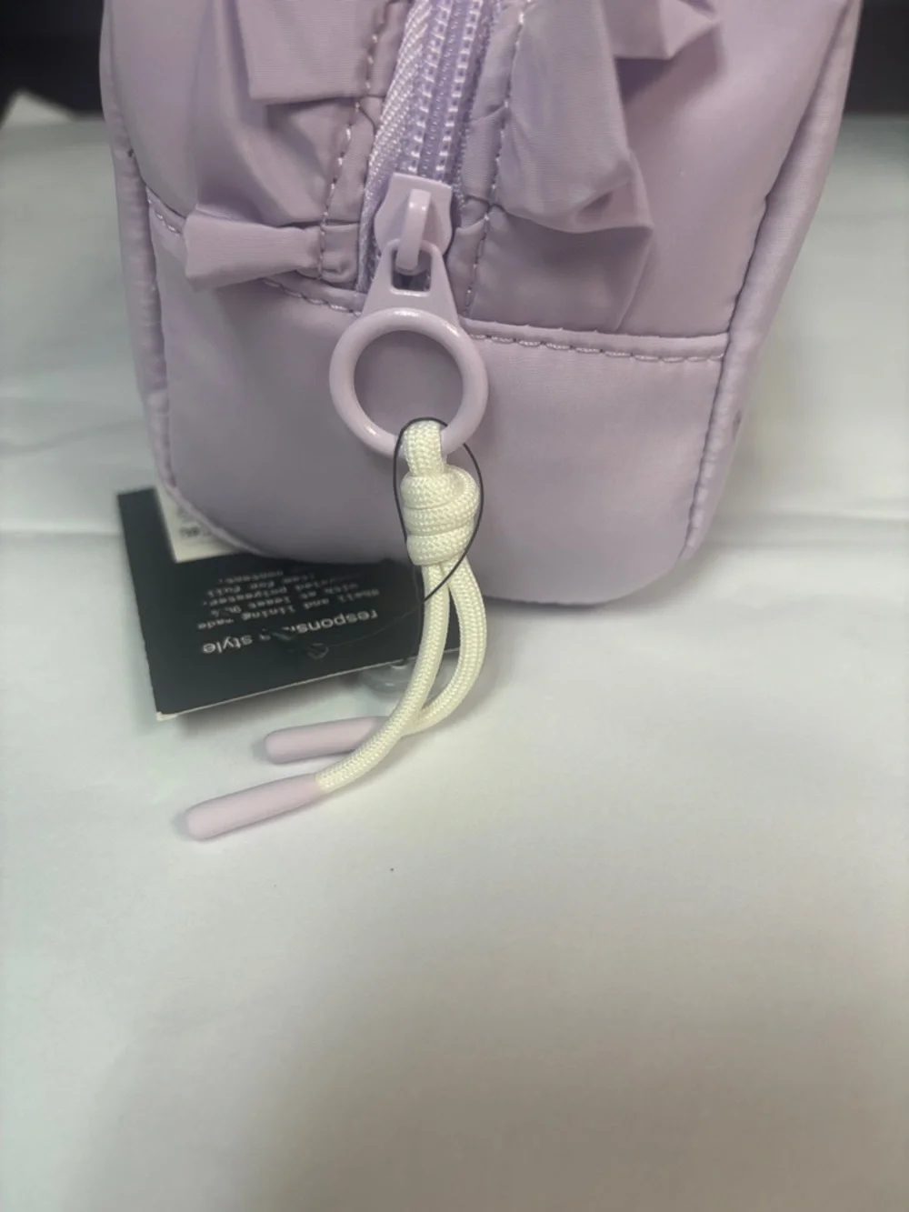 Lilac Swan Detail Drawstring Women's Bag